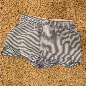 PINK Blue and White Striped Pajama Boxer Shorts